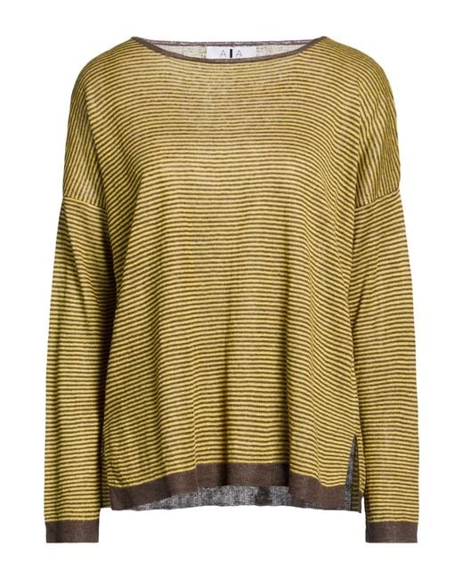 ALESSANDRO ASTE Green Mustard Sweater Linen