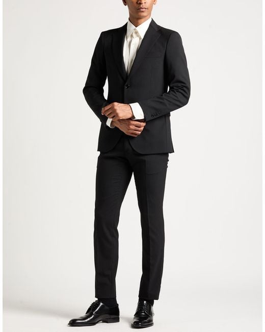 Tombolini Black Suit Virgin Wool, Polyester, Elastane for men