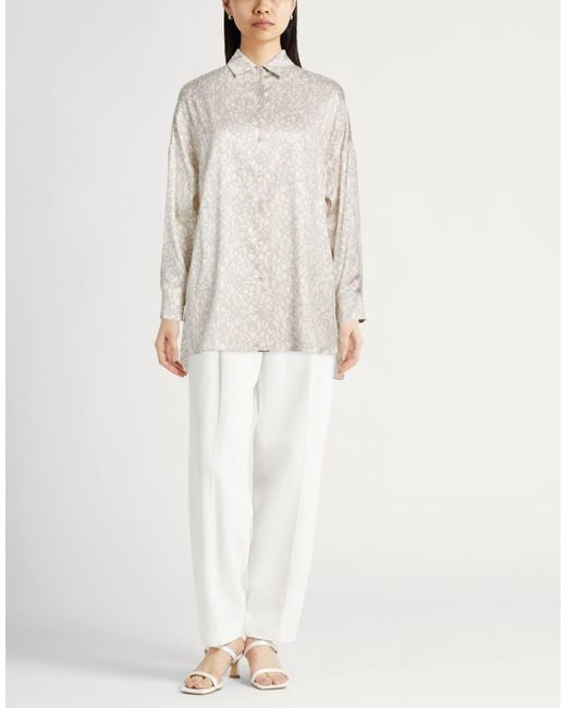 Agnona White Ivory Shirt Silk, Elastane