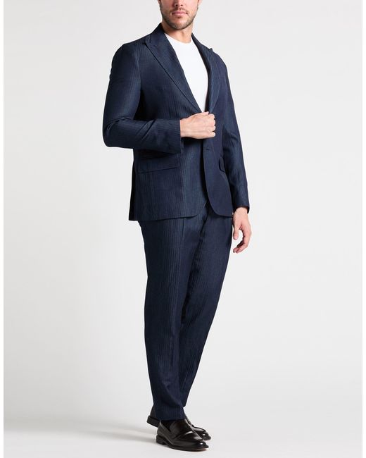 Eleventy Blue Suit Wool, Linen for men