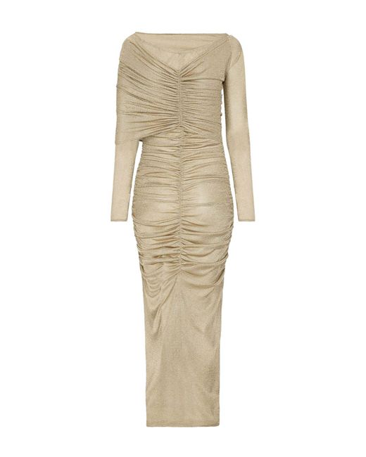 Vestido longuette en punto de lúrex Dolce & Gabbana de color Natural