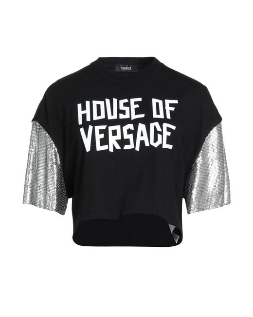 Versace Black T-Shirt Cotton, Metal, Elastane