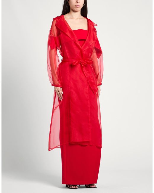 Herno Red Overcoat & Trench Coat Silk