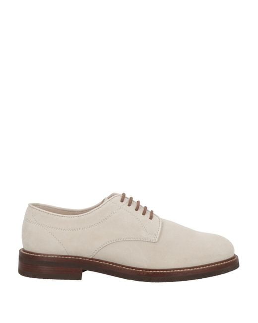 Brunello Cucinelli White Lace-Up Shoes Leather for men