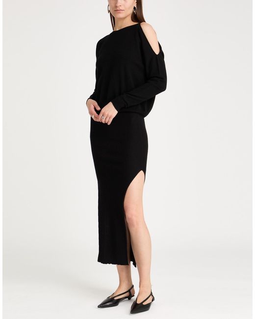 Rick Owens Black Maxi Skirt Cashmere, Polyamide, Elastane