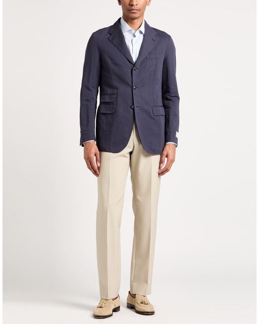 Massimo Alba Blue Blazer Cotton, Linen for men