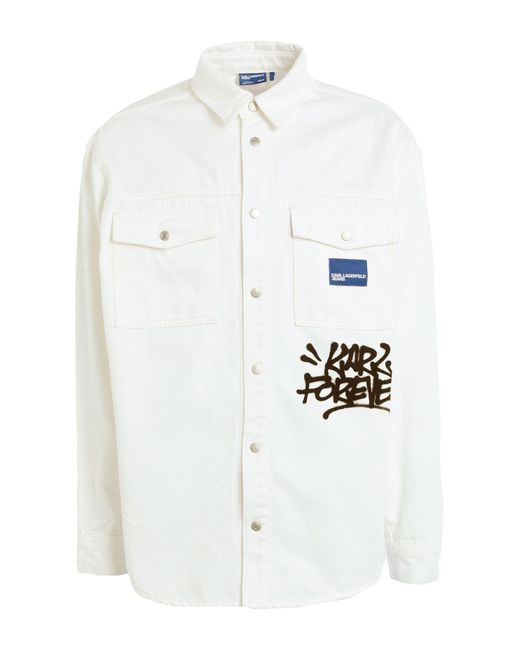 Karl Lagerfeld White Denim Shirt for men