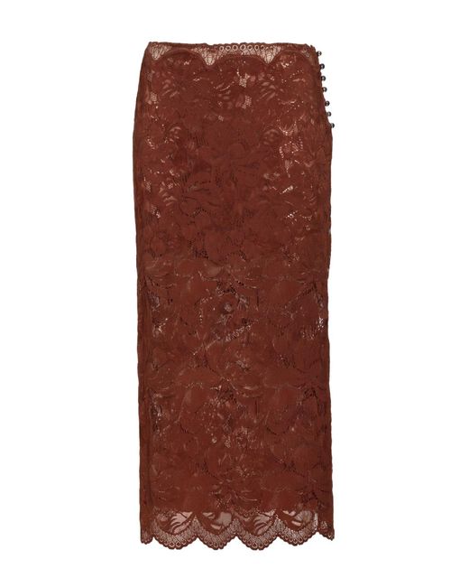 Rabanne Brown Midi Skirt Polyamide, Elastane