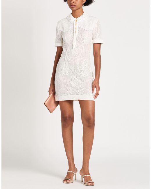 Alessandra Rich White Mini Dress Cotton, Polyamide