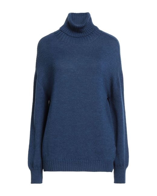 Aragona Blue Turtleneck Merino Wool