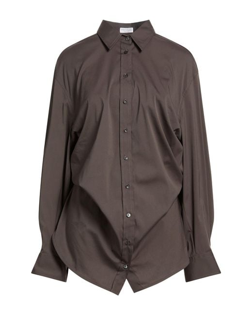 Brunello Cucinelli Brown Dark Shirt Cotton, Polyamide, Elastane