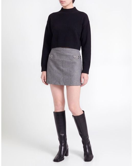 MSGM Gray Mini Skirt Virgin Wool, Polyester
