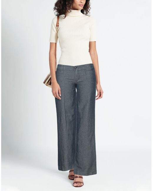 Jacob Cohen Blue Pants Cotton, Linen