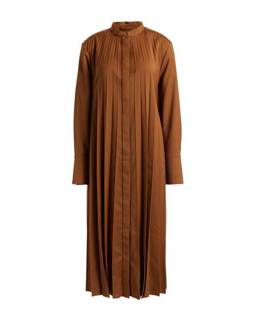 COS Brown Midi Dress Polyester, Wool, Elastane
