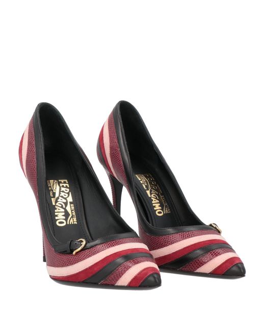 Ferragamo Pink Burgundy Pumps Leather