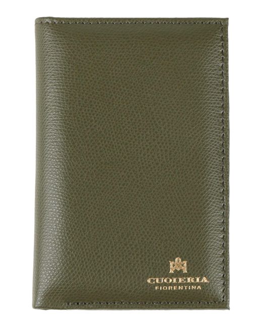 CUOIERIA FIORENTINA Green Military Wallet Leather
