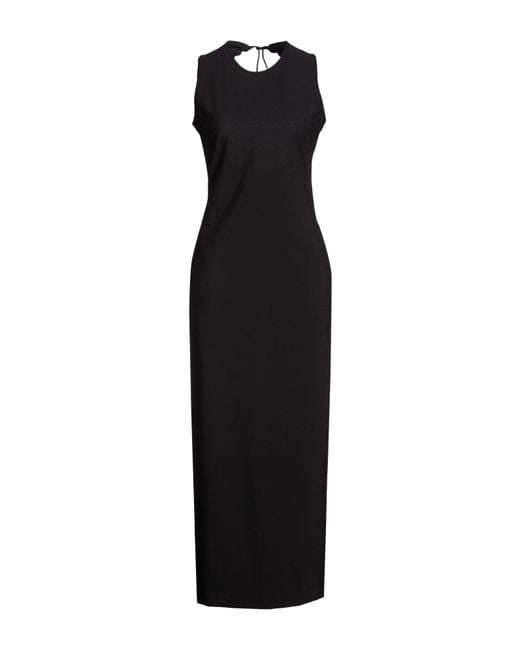 Sunnei Black Maxi Dress Polyester, Virgin Wool, Elastane