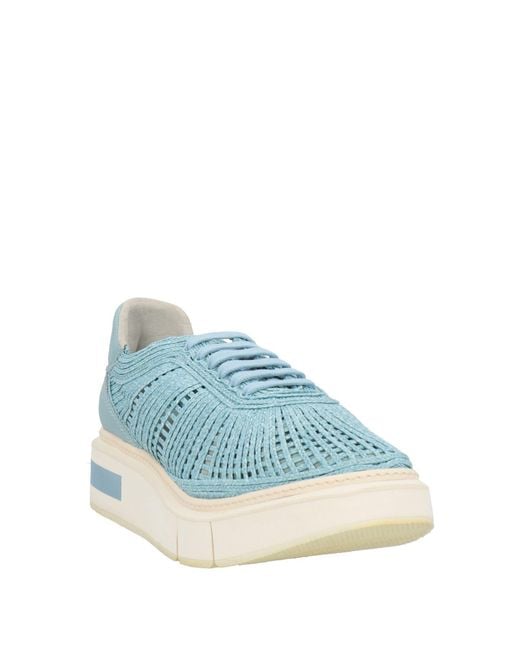 Paloma Barceló Blue Pastel Sneakers Leather, Natural Raffia