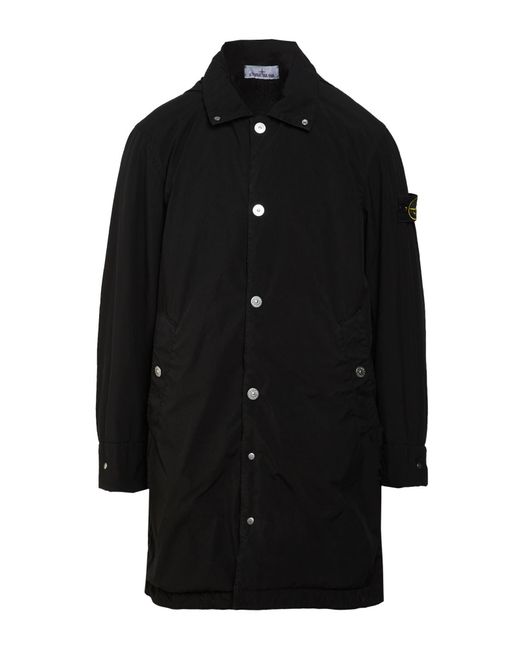 Stone Island Black Coat Polyester, Elastomultiester for men