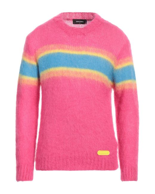 DSquared² Pink Fuchsia Sweater Mohair Wool, Polyamide, Wool for men