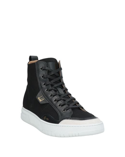 Dunhill Black Leather Canvas High-Top Sneakers for men