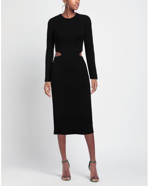 A PAPER KID Black Midi Dress Viscose, Polyester, Polyamide