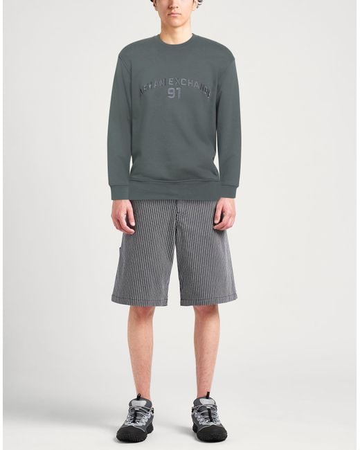 ARMANI EXCHANGE Gray Military Sweatshirt Cotton, Elastane for men