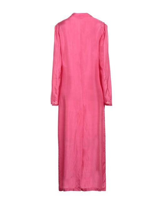 Dries Van Noten Pink Fuchsia Overcoat & Trench Coat Silk