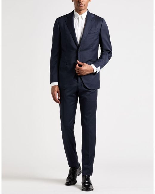 Caruso Blue Suit Wool for men
