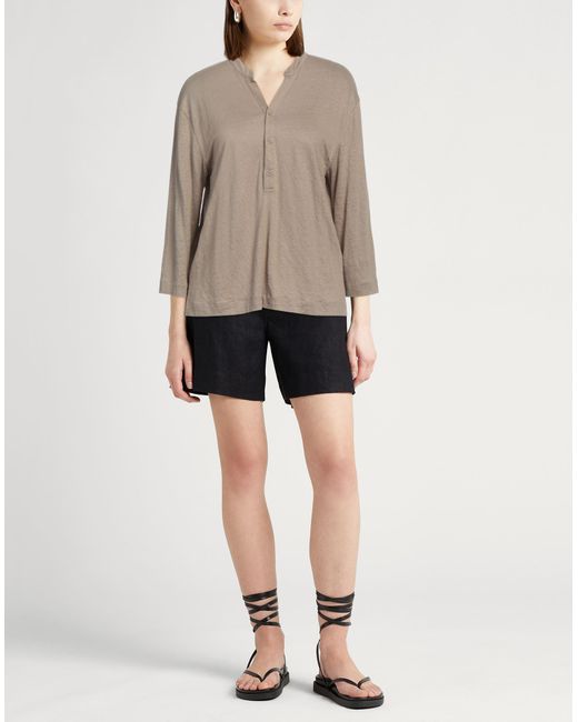 Majestic Filatures Brown T-Shirt Linen, Elastane