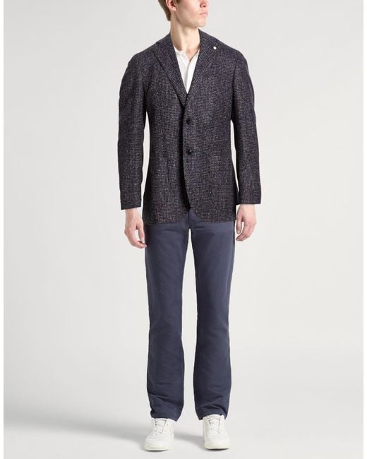 Luigi Bianchi Blue Blazer Alpaca Wool, Polyamide for men