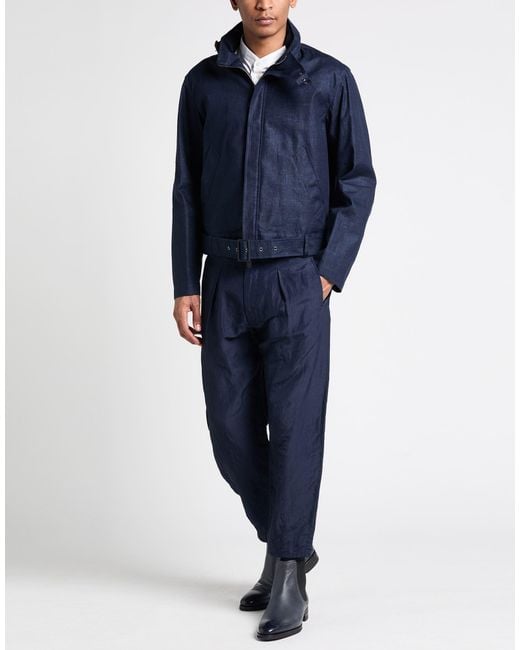 Giorgio Armani Blue Jacket Linen, Polyester for men