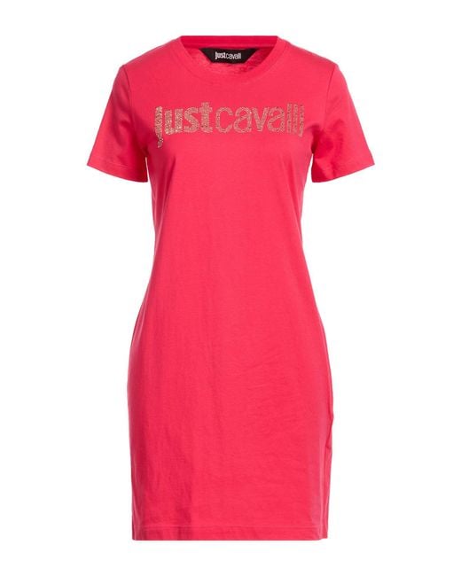 Just Cavalli Pink Coral Mini Dress Cotton