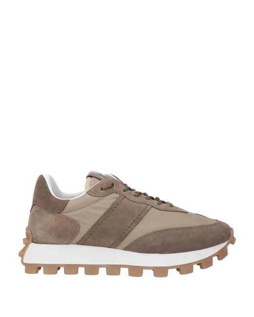 Tod's Brown Khaki Sneakers Leather, Textile Fibers