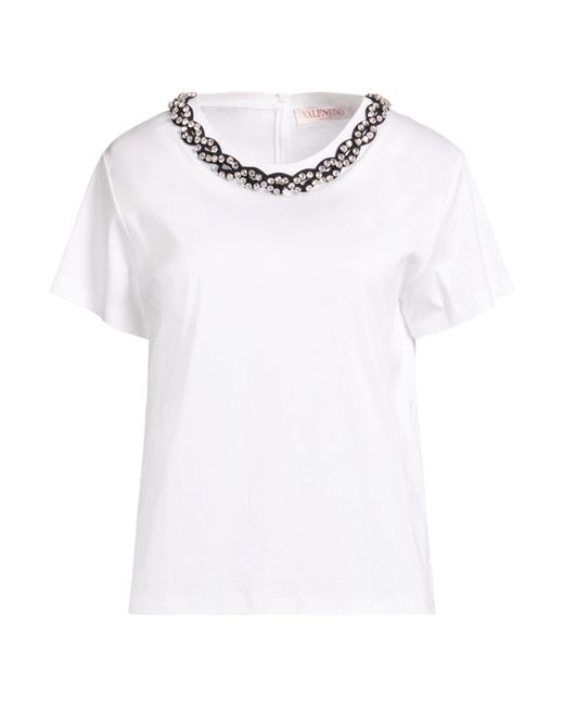 Valentino Garavani White T-Shirt Cotton, Polyester, Virgin Wool, Silk