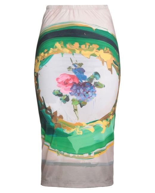 MSGM Green X Jan De Vliegher Midi Skirt Polyester, Elastane