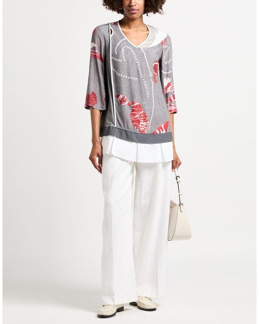 ELISA CAVALETTI by DANIELA DALLAVALLE Gray Top Viscose, Cotton, Elastane, Polyester, Nylon