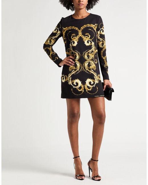 Versace Jeans Couture Black Mini Dress Polyester, Elastane