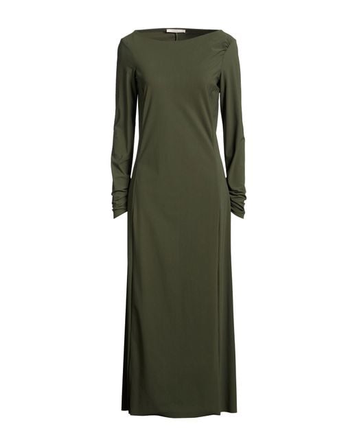 Maliparmi Green Military Maxi Dress Polyamide, Elastane