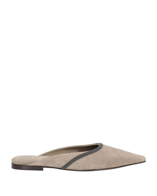 Brunello Cucinelli White Light Mules & Clogs Leather