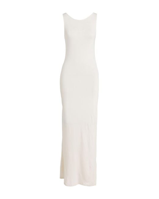 Majestic Filatures White Maxi Dress Viscose, Elastane