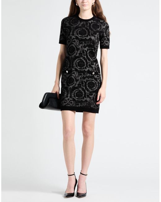 Versace Black Mini Dress Viscose, Polyamide, Polyester, Elastane