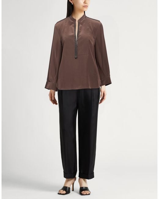 Brunello Cucinelli Brown Chocolate Top Silk, Brass