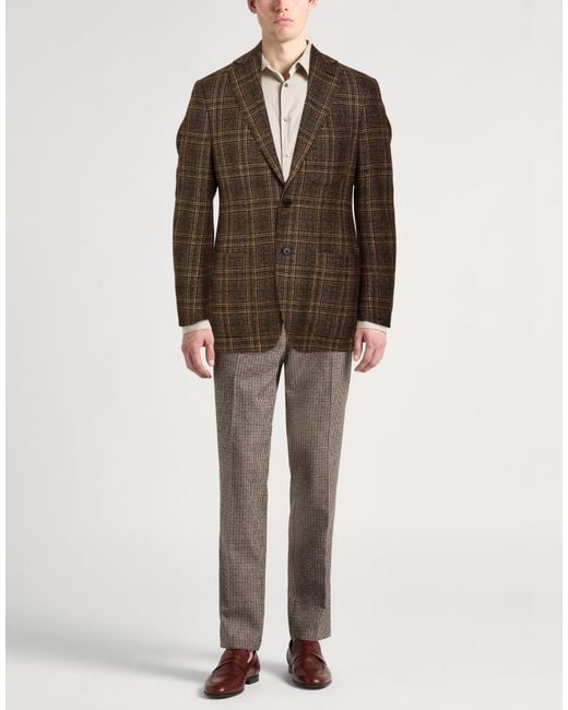 Caruso Brown Blazer Wool, Linen, Cashmere for men