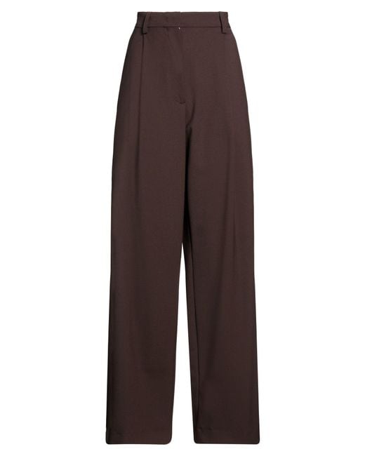 THE LATEST Brown Dark Pants Polyester, Virgin Wool, Elastane