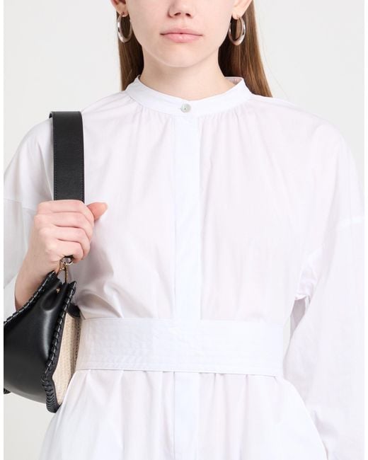 Alpha Studio White Midi Dress Cotton, Elastane