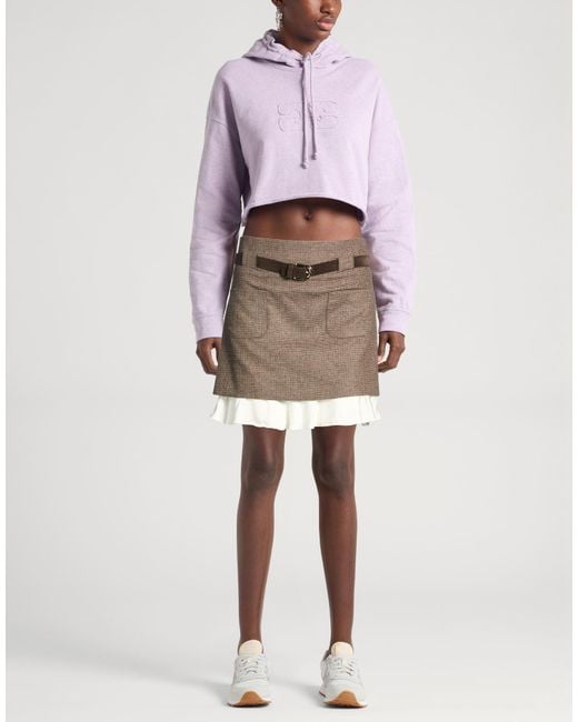 Sandro Brown Mini Skirt Virgin Wool, Polyester, Elastane