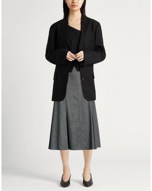 Agnona Gray Midi Skirt Wool, Cashmere, Elastane
