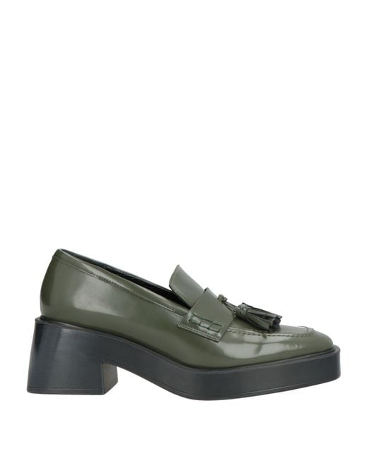 Lorenzo Mari Green Dark Loafers Textile Fibers