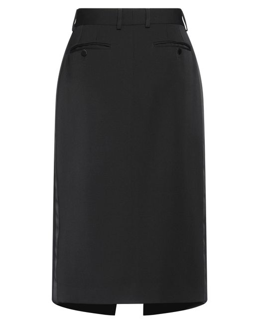 Dolce & Gabbana Black Midi Skirt Virgin Wool, Silk, Polyester